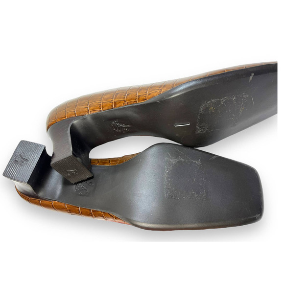 LifeStride Studio Croc Leather Embossed Heels Pumps | 6.5 Brown - Picture 8 of 9